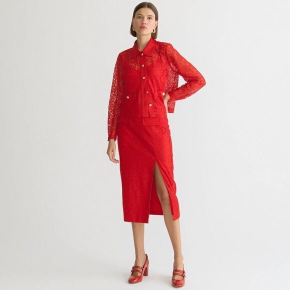 J Crew Side-slit Lace Pencil Skirt NWT - Picture 1 of 6